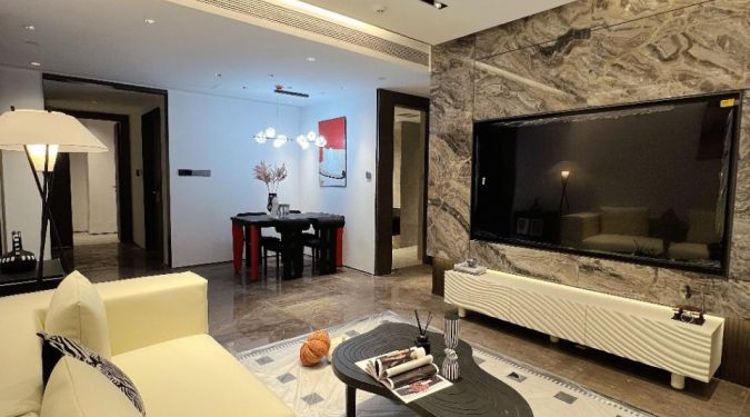 Chongqing Center luxury apartment floor plan - 2-bedrooms with dual en-suite bathrooms